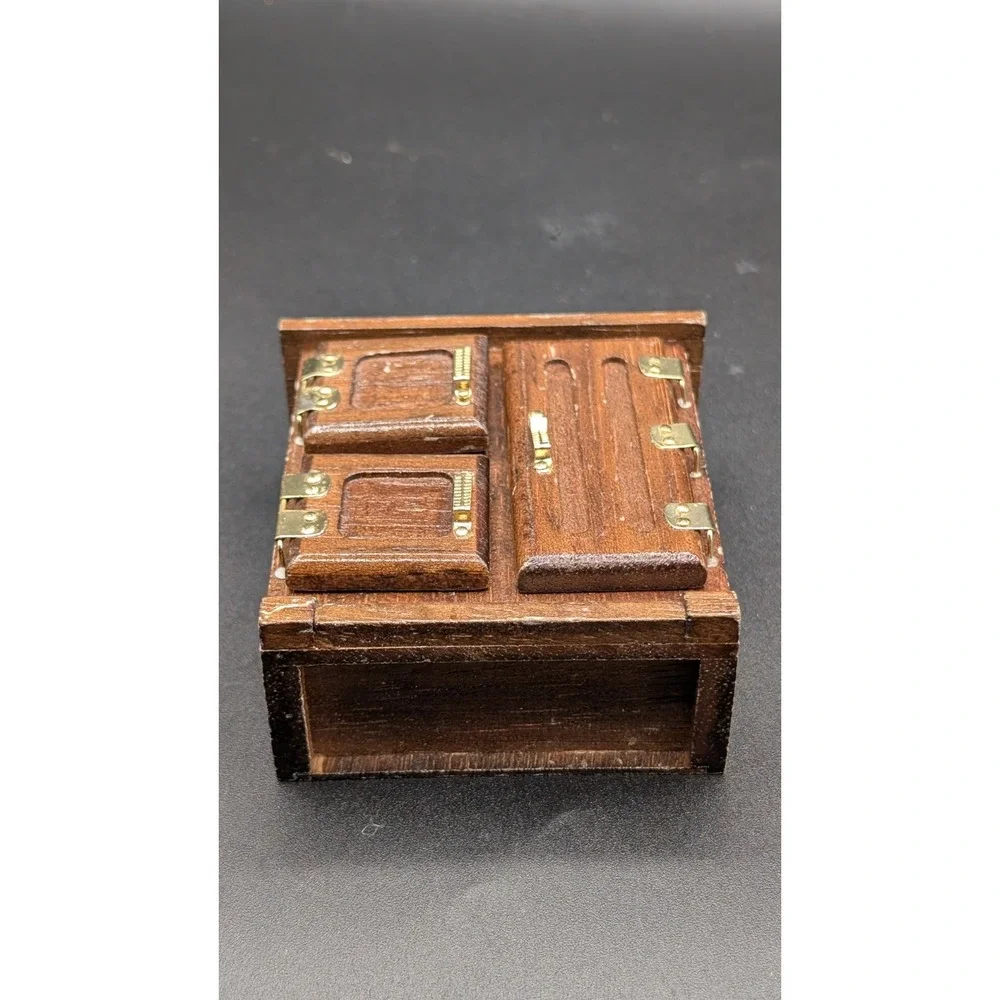 Vintage Wooden Ice Box Dollhouse Miniature Furniture 1:12 Scale